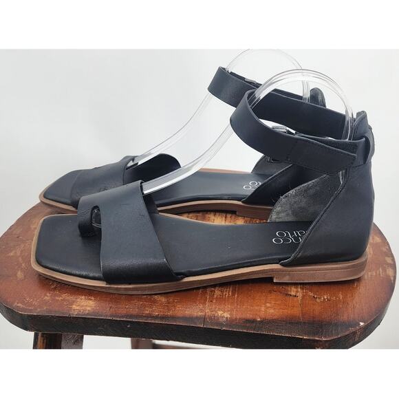 Franco Sarto Miras Black Leather Square Toe Sandals Size 8 - Picture 3 of 7